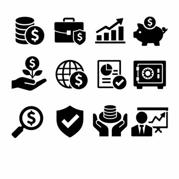 Wealth Management and Financial Advisory Vector Pack &ndash; Asset Allocation Portfolio Planning Estate and High Net Worth Investment Symbols