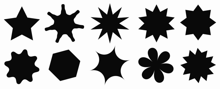 set of black shapes of stand and hexagon