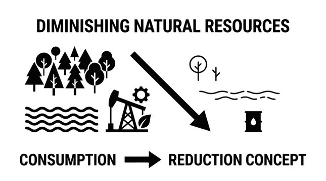 Diminishing natural resources concept showing consumption and reduction with oil pump and  isolated on white background.