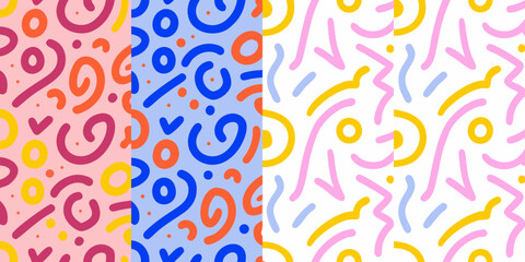 Fototapeta premium Abstract squiggle pattern with loops and dots colorful vector illustration on pastel backgrounds high quality