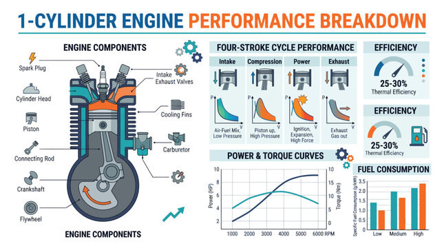 Four Stroke Engine Performance Brief Infographic Power Torque Curve