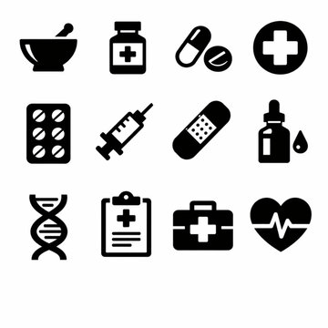 Pharmacy and Medication Drug Vector Pack &ndash; Medicine Pill Prescription Capsule and Drug Store Symbols