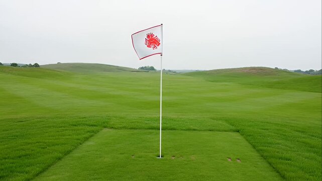 Golf course green flag pole marker.