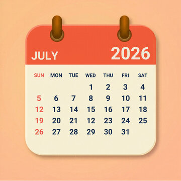 July 2026 Calendar Vector Illustration