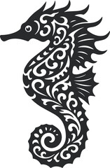 Elegant ornamental seahorse vector illustration, intricate marine life design, decorative ocean animal graphic, stylized aquatic creature for branding and decor © Farzana