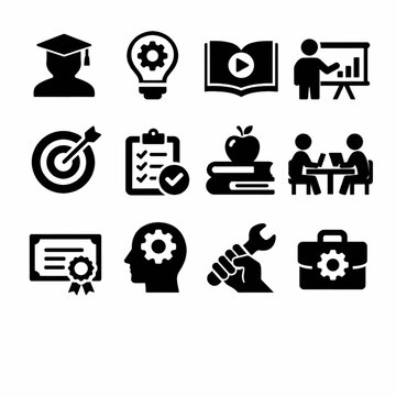 Adult Learning and Lifelong Education Vector Pack &ndash; Professional Development Skill Building Course Training and Continuing Study Symbols