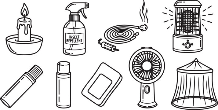 Vector illustration of pest control spray cans and tools Vector