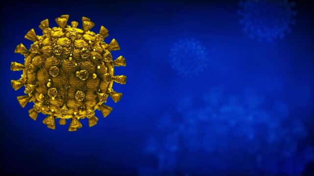 4K Ultra HD medical animation of Hantavirus Orthohantavirus cell outbreak with dangerous respiratory virus alert backdrop (Microscopic pathogen background and public health infection concept)