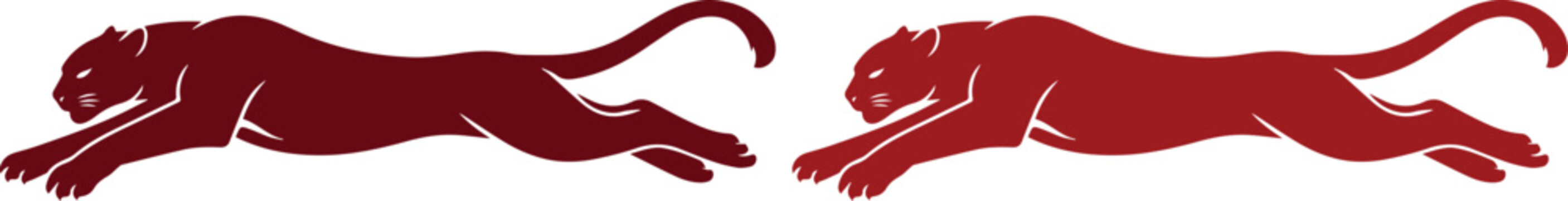 Dynamic Red Panther Vector Icon, a powerful and sleek animal symbol for branding. Bold, stylized jaguar or puma illustration, ideal for sports teams, logos, and mascots.