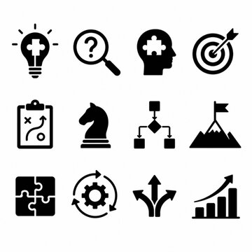 Problem Solving Eps And Critical Thinking Vector Icon Set