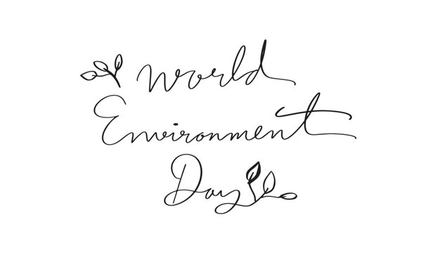 World environment day 5 fifth day date june month text font calligraphy hand written lettering script black color object world environment day 5 june month ecology reusing ecosystem sustainable world
