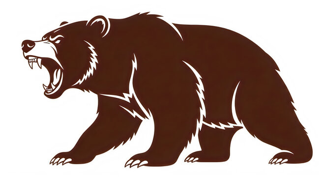 Aggressive grizzly bear mascot logo illustration isolated on transparent background