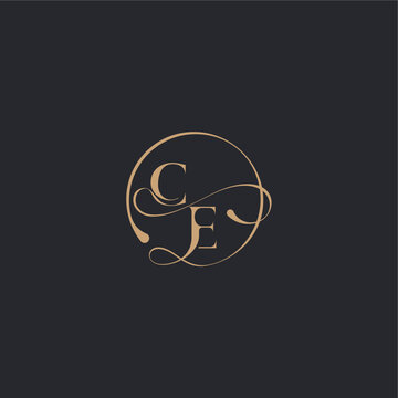 organic line style design EC elegant circle concept wedding luxury curve initial monogram letter