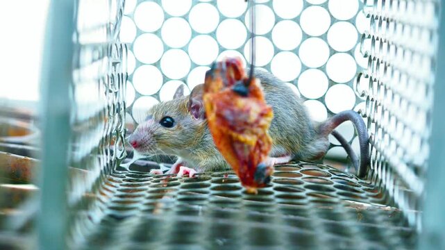 4K Ultra HD footage of a captive rodent for Hantavirus screening in a controlled cage (Concept of public health monitoring and virus transmission prevention research)
