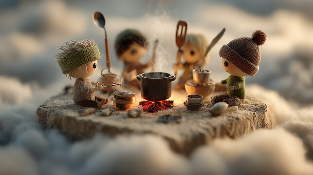 young friends gathering and cooking in the kitchen