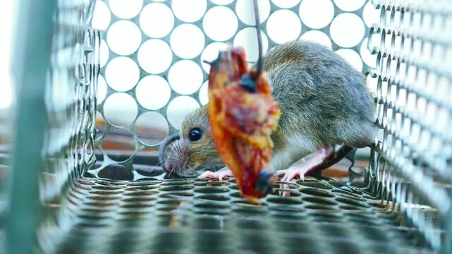 4K Ultra HD footage of a captive rodent for Hantavirus screening in a controlled cage (Concept of public health monitoring and virus transmission prevention research).