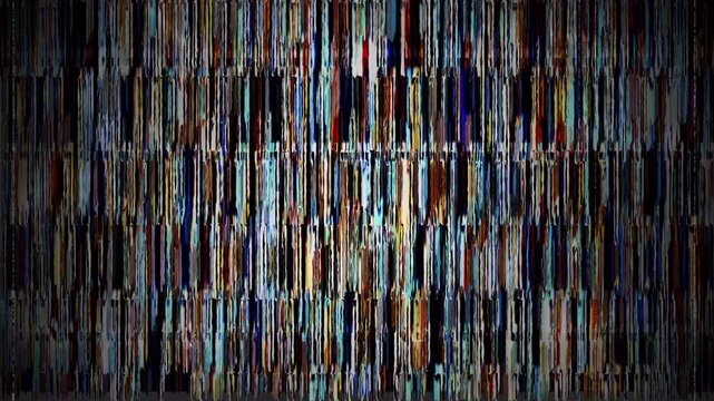 Animated tv screen noise turn on off effect background static glitch vhs 4k signal distortion