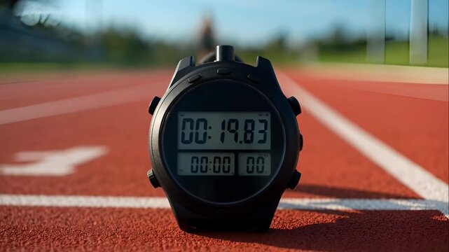 Stopwatch on running track timer.