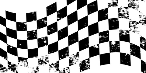 Fototapeta premium Checkered flag wave on white background design for sport race championship vector illustration.