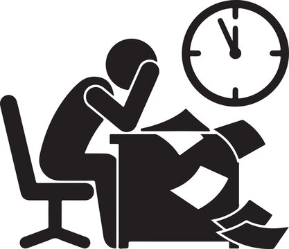Deadline panic silhouette vector, meme office design