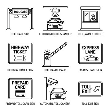 Toll gate signs and symbols.