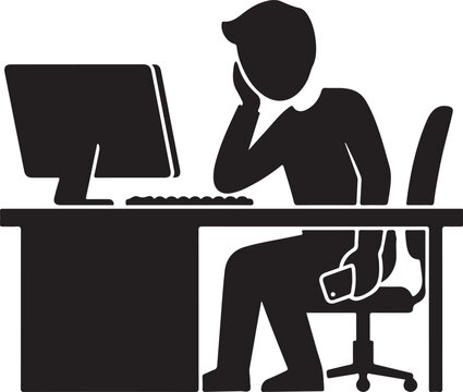 Employee pretending to work silhouette vector