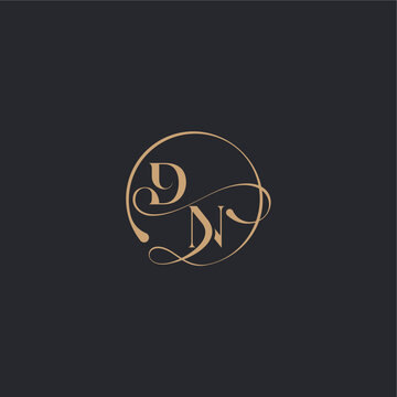 wedding luxury curve initial monogram elegant circle concept ND organic line style design letter