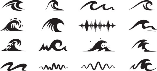 Fototapeta premium Vector waves set of elements for design silhouette vector illustration