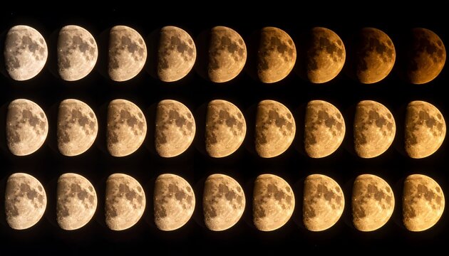 Lunar Eclipse Sequence - A Captivating Celestial Event in Time.