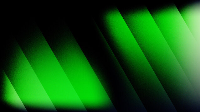 An abstract green wave pattern design featuring a bright gradient of light and dark color lines with a glow effect on a black backdrop texture