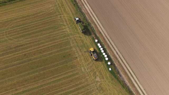 Field forage transfer system aerial view