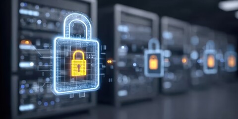 Fototapeta premium Every security layer needs protection by a firewall and encryption where detection and prevention shape the response to secure the infrastructure tightly.