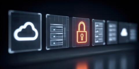 Naklejka premium Deep security provides protection using a firewall and encryption while detection and prevention create a response to secure every single cloud instance.