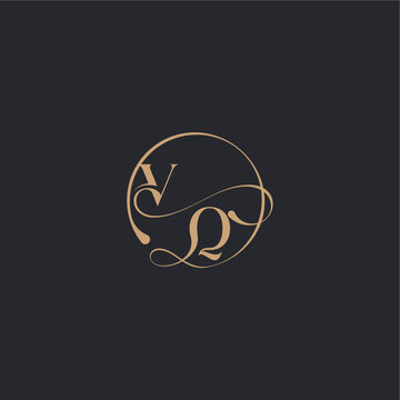wedding luxury curve initial monogram elegant circle concept QV organic line style design letter