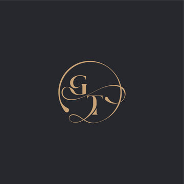 wedding luxury curve initial monogram elegant circle concept TG organic line style design letter