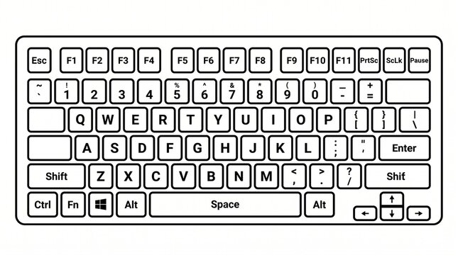 Vector illustration of a computer keyboard layout isolated on white background