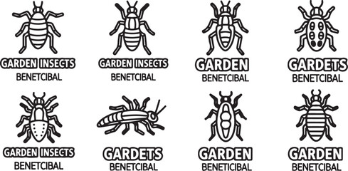 Black and white icons of garden insects and pests vector set Vector © Nur
