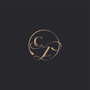ZC letter elegant circle concept organic line style design wedding luxury curve initial monogram