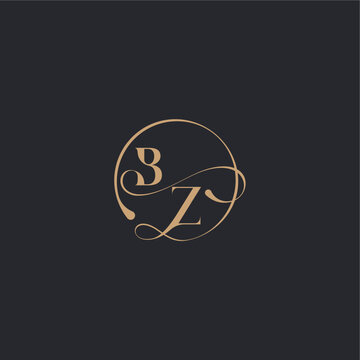 ZB letter elegant circle concept organic line style design wedding luxury curve initial monogram