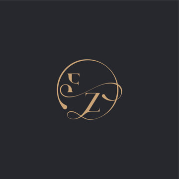 ZF letter elegant circle concept organic line style design wedding luxury curve initial monogram