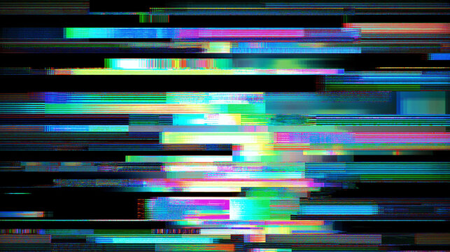 Futuristic flitch art with digital distortion and broken lines