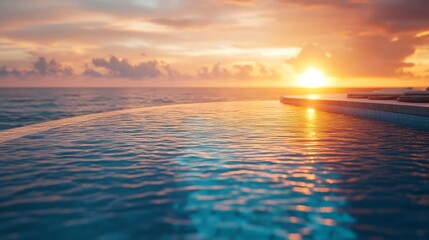 Obraz premium An infinity pool with ocean views at sunset a dream luxury getaway. generative ai