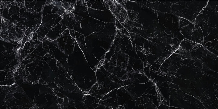 Black Marble Surface With White Veins Texture.