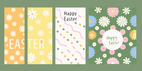 Colorful easter cards with floral patterns and text cheerful spring holiday greetings high quality professional © Bebdas