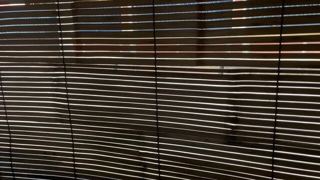 Dramatic Sunlight Peeking Through Bamboo Blinds