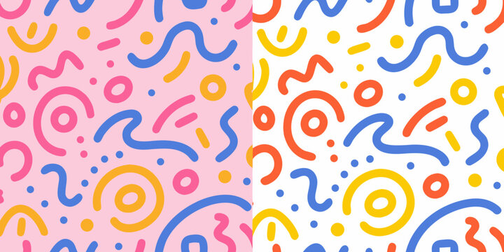 abstract squiggle pattern with circles and loops on pink and white backgrounds high quality professional