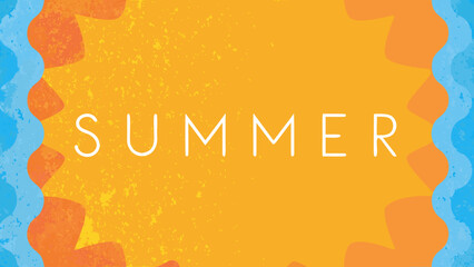 Summer typography with vibrant sunburst background orange and blue textured illustration high quality professional detailed © Bebdas