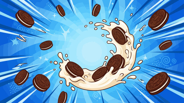 Cookies Background with Splash Milk