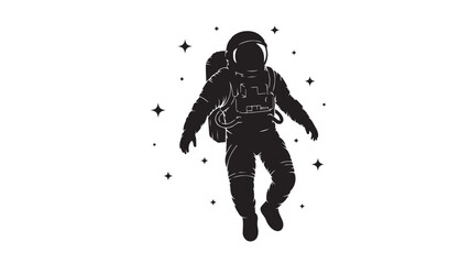 Black astronaut floating in space with stars © rockbd