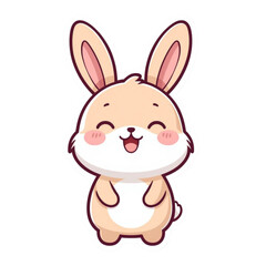 Obraz premium Cute Rabbit Mascot Character Kawaii Vector Illustration